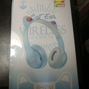 Light blue cat ear headphones nib